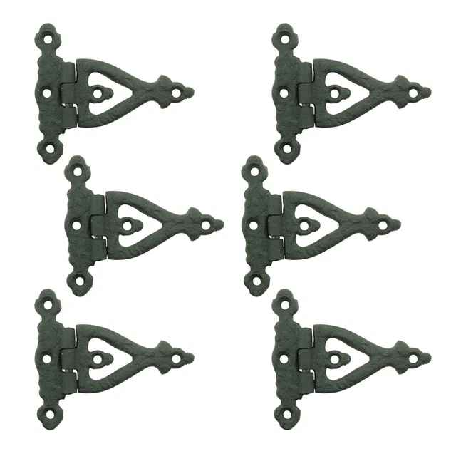 Black Wrought Iron Door Hinge 3" Strap RSF Finish Barn Door Hinges Pack of 6