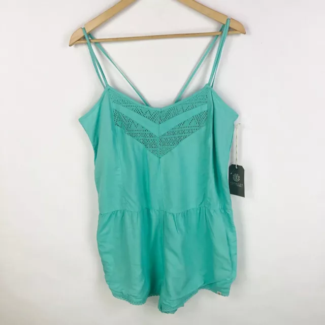 Element Eden Womens Large One Piece Shorts Romper Green Strappy New NWT