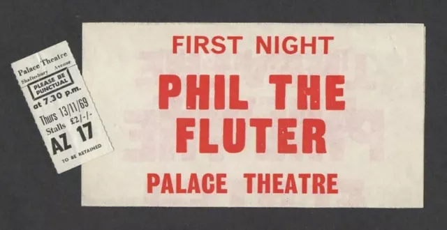 Evelyn Laye "PHIL THE FLUTER" Stanley Baxter 1969 London Opening Night Ticket