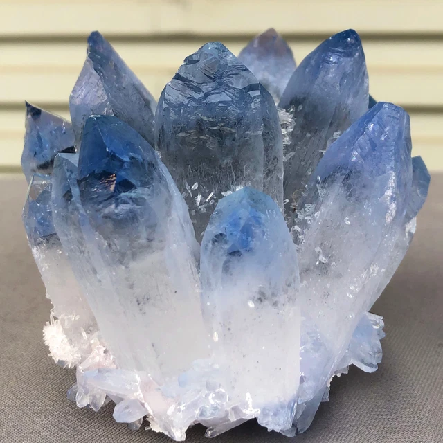 459g  New Find blue Phantom Quartz Crystal Cluster Mineral Specimen Healing 12