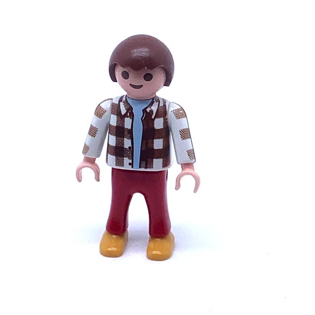 Figurines PLAYMOBIL Occasion - Fille Aux Cheveux Châtains, T-shirt Rayé Et Bus Scolaire - Pièces Du Zoo Et De L'école