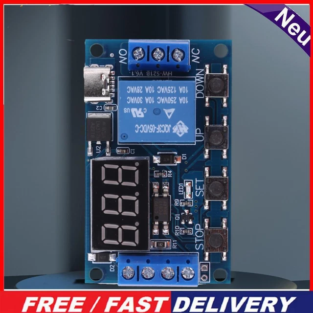 1 CHANNEL RELAY Module Times Delay Power Board with LED Display for DIY ...