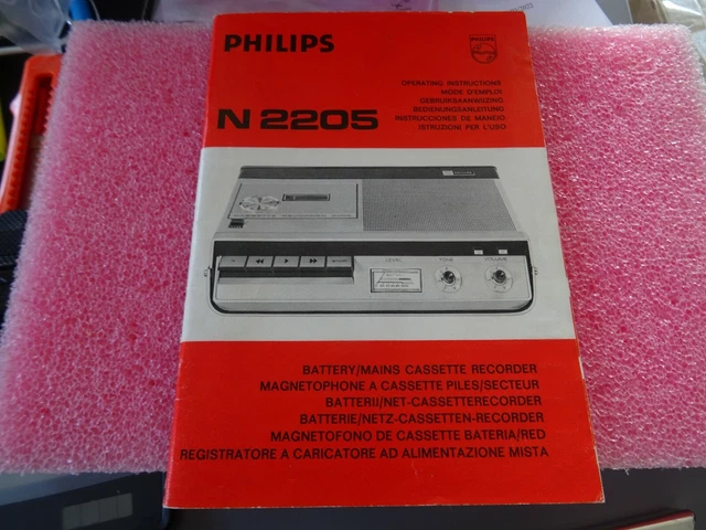 Mode d'emploi pour Magnétophone Cassette Philips N2205 avec schéma 55 pages