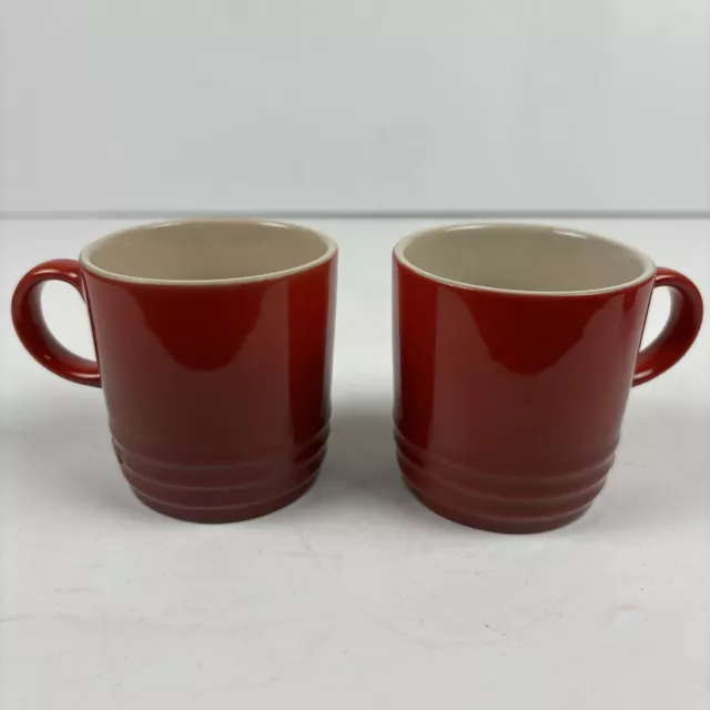 Le Creuset Red Ombre Espresso Mugs Cups Set of 2