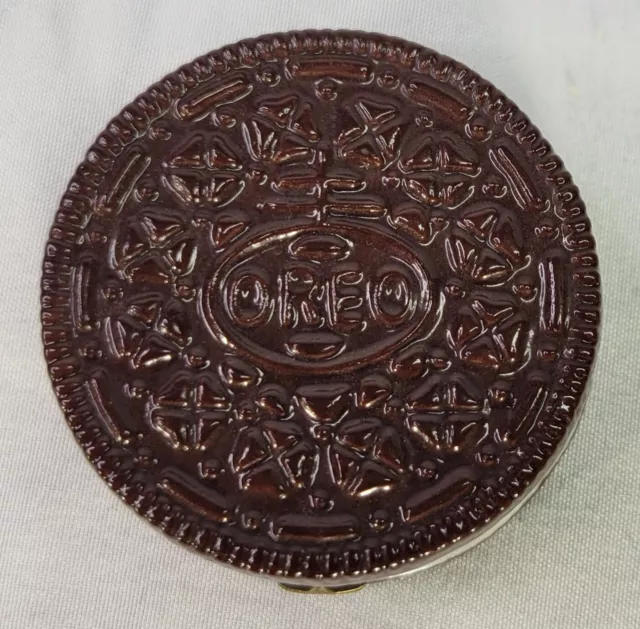 RARA Caja con bisagras de porcelana de porcelana vintage Oreo con baratija galleta