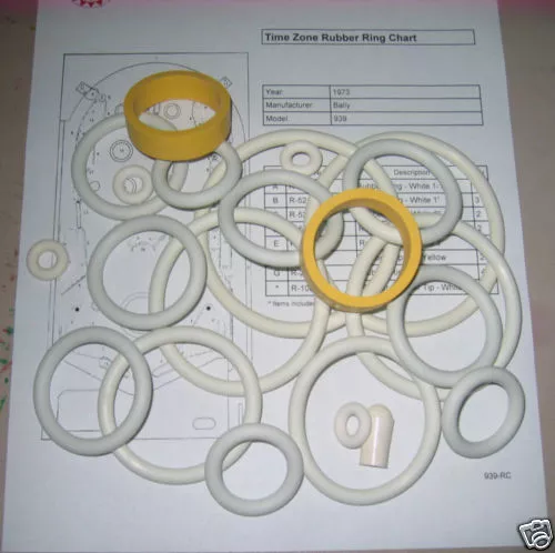 1973 Bally Time Zone Pinball Rubber Ring Kit