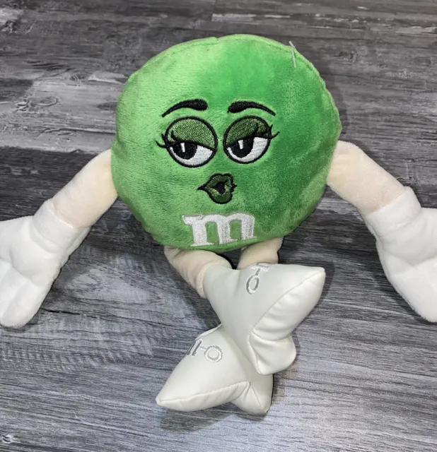 M&M's World Green M&M Plush Stuffed Figure Kiss Pleather Boots 2018 9”