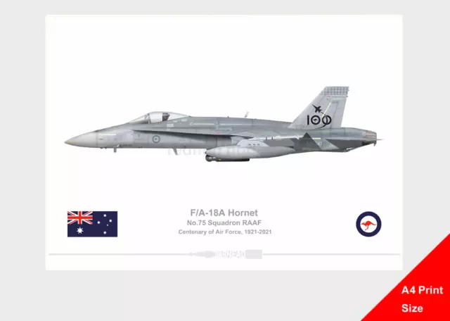 Warhead Illustrated F/A-18A Hornet 75 Sqn RAAF A4 Aircraft Print