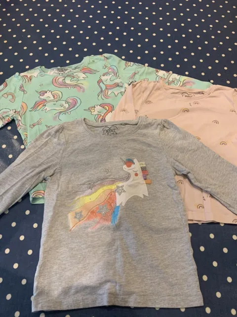 3 x Girls 5-6 Years NEXT Unicorn Rainbow T shirt Top Bundle