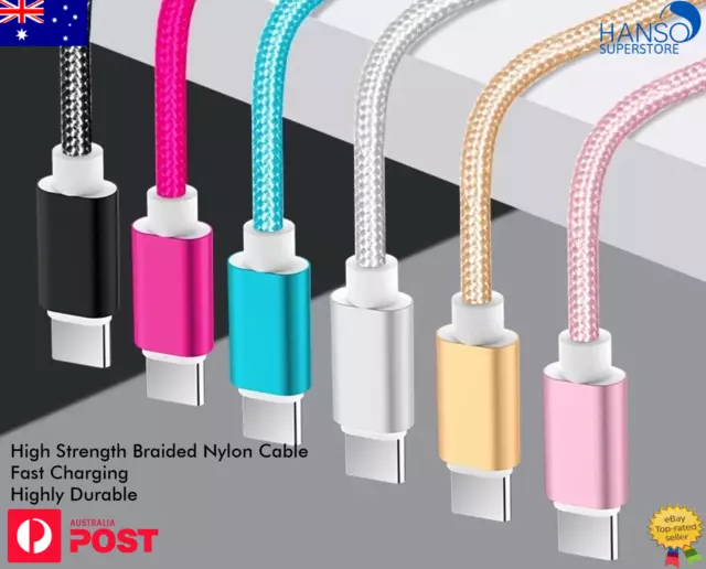 Braided USB to Type C Charger Cable 2A Fast Charging Cord for Samsung iPhone 15