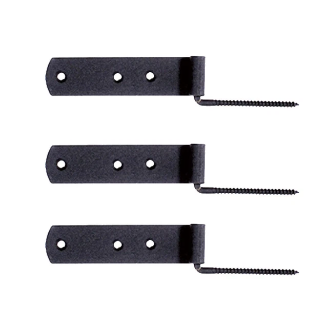 Black Shutter Gate Strap Hinge 4" L Galvanized Steel Wrought Iron Pack of 3
