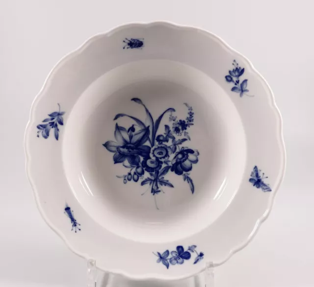 Meissen Teller Suppenteller blaue Blume Insekt kobaltblau 1.Wahl Ø23cm um 1890