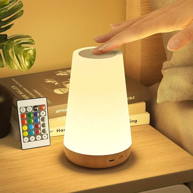 RGB COLOR CHANGING Night Light Touch Remote Control USB Rechargeable ...