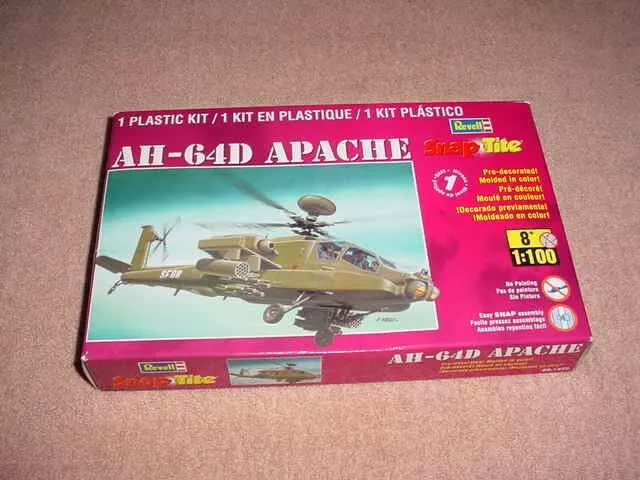 Revell AH-64D Apache Helicopter Snap Tite , 1:100  , Model Kit # 1373 (NISB)