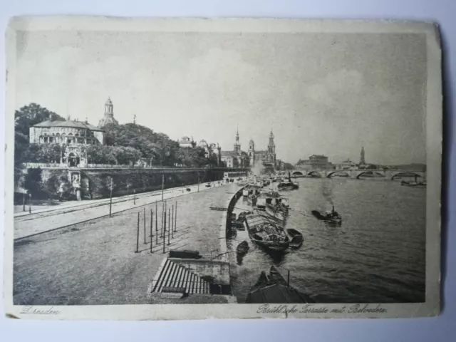 Alte Postkarte Dresden, Brühlsche Terrasse mit Belvedere, 1925