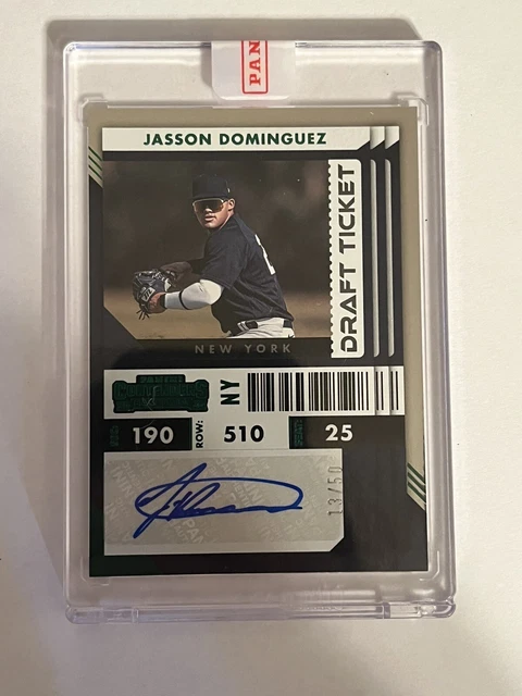 Jasson Dominguez 2022 Contenders Draft Ticket Auto /50 Green Yankees RC