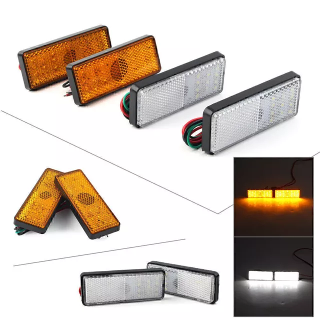 Rectangle LED Reflector Turn Signal Tail Brake Light Motorcycle Universal 2pcs