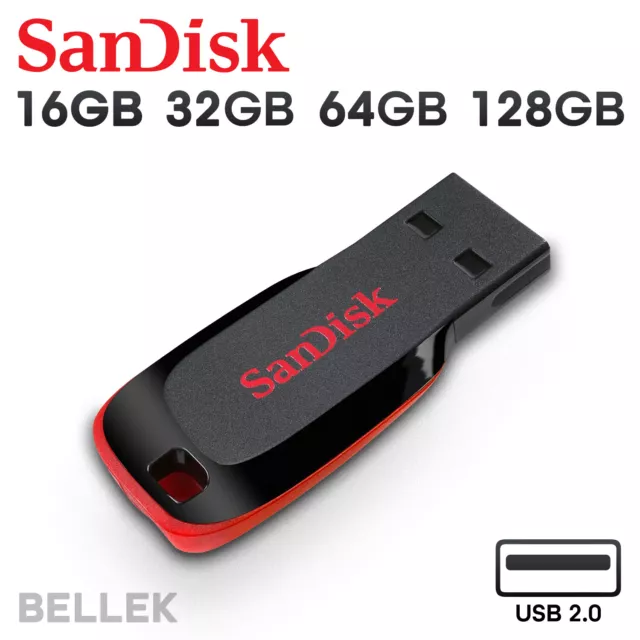 SanDisk Cruzer Blade USB 16GB 32GB 64GB 128GB 2.0 Flash Drive Memory Stick