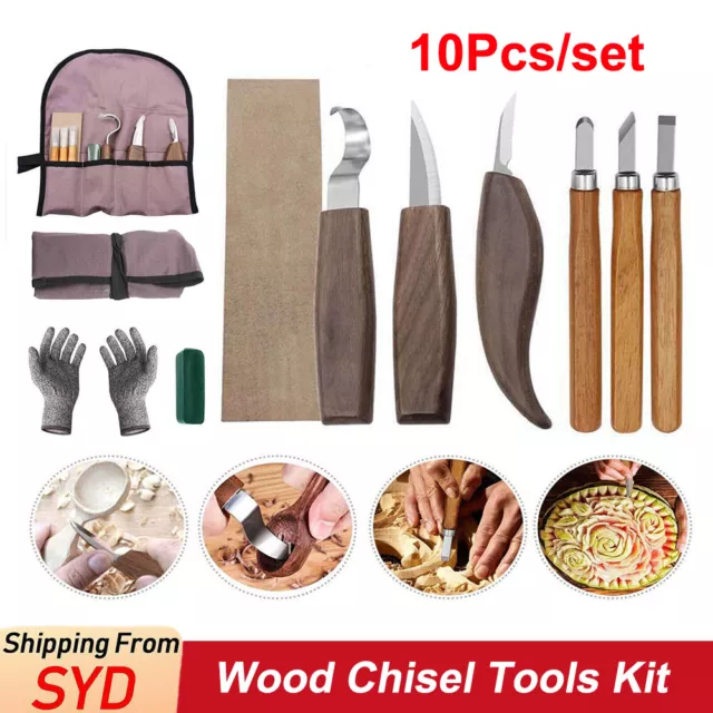 Wood Carving Tools Chisel Set Whittling Cutter Polishing Hand Woodworking Kit AU