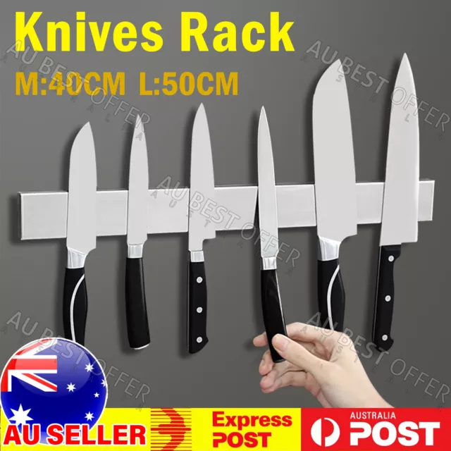 Stainless Steel Magnetic Knife Holder Rack Knives Tool Shelf Magnet 40/50cm AUS