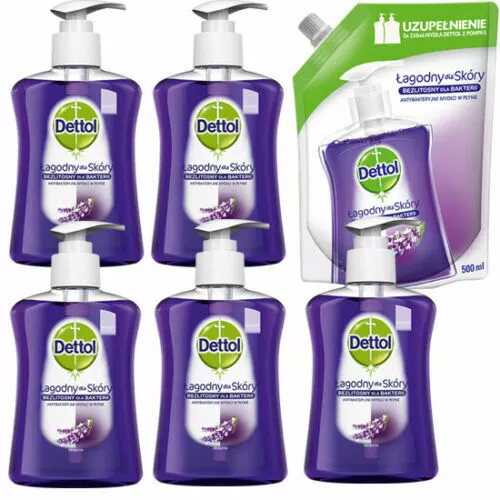 DETTOL Gel Savon Lavande Antibactérien 5 x 250ml + Gratuise Savon Lavande 500 ml