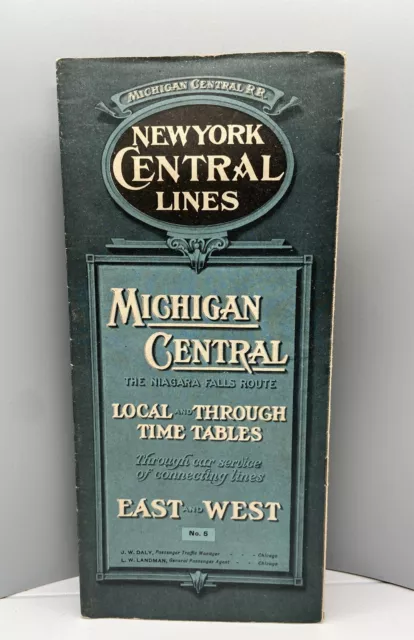 RARE  “MICHIGAN CENTRAL-NEW YORK CENTRAL RAILROAD” TIMETABLE Circa 1916