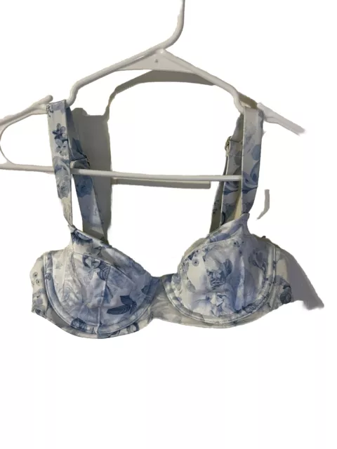 Women’s Victoria Secret Blue/white floral Bikini top Size  34B