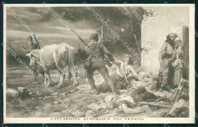Militari Propaganda WWI Invasione Austriaca nel Veneto Beltrame cartolina XF0682