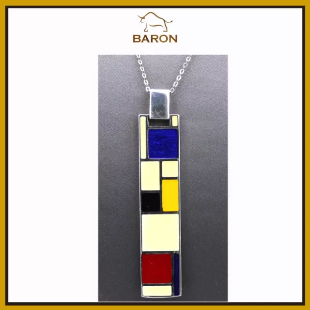Arte Ispirato Smalto Collana Argento Sterling Prodotto IN Italia Famoso Artist