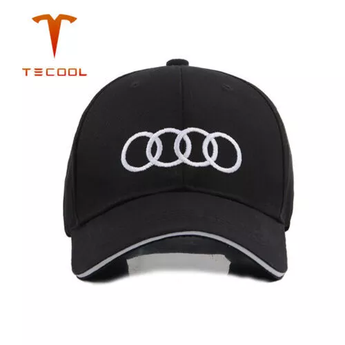 Audi Car Auto Logo on Black Hat Flexfit Baseball Cap Printed Emblem