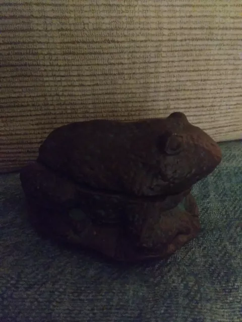Vintage Ceramic Handpainted Frog  Toad Trinket Box
