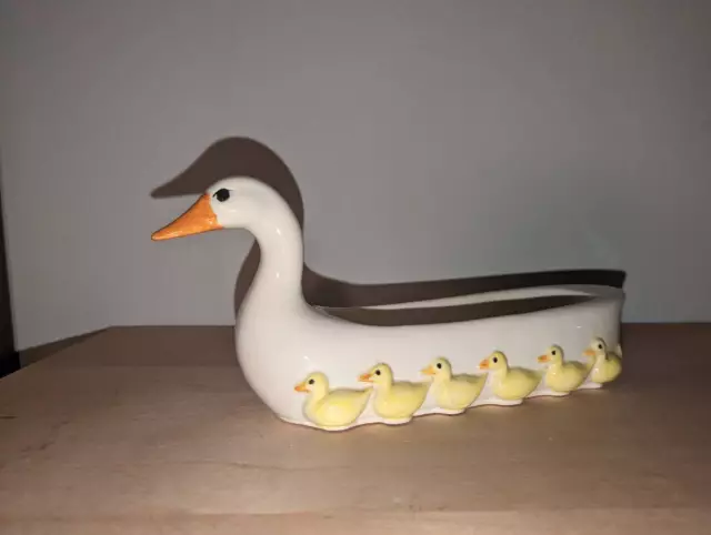 Fitz and Floyd? Vintage Duck ducklings serving dish planter or cracker holder is