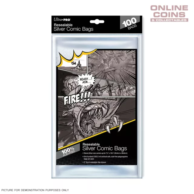 Ultra Pro SILVER Size RESEALABLE Comic Bags - Packet of 100