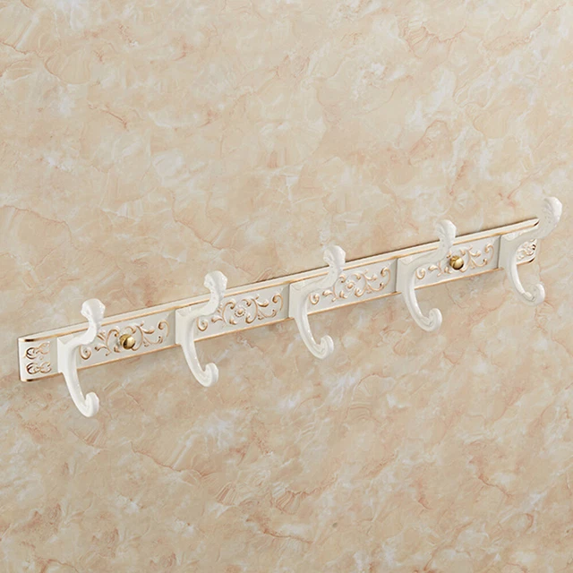 Wall Mounted Hook Rack Vintage Hook Rail Coat Rack with 5 Scrolls Home Storage
