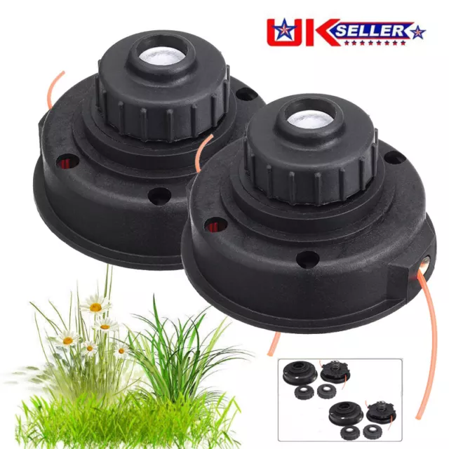 2X Trimmer Head For Petrol Strimmer Bump Feed Line Universal Spool Brush Cutter