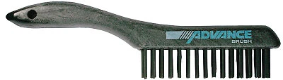 Shoe Handle Scratch Brushes, 10 1/4", 4x16 Rows, Carbon Stl Wire, Plastic Handle