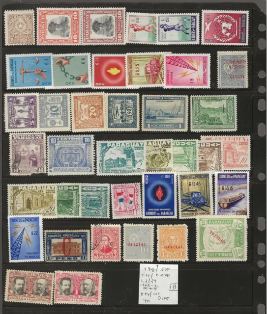 PARAGUAY...Sc #498/579; C30/280; L2/29; O94/100...M & U...1922/61...40 Diff