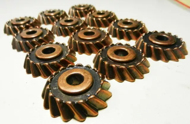 Set of 12 Steampunk Oxidized Copper 30 mm Disks with Gears Spacer Beads 6mm Hole