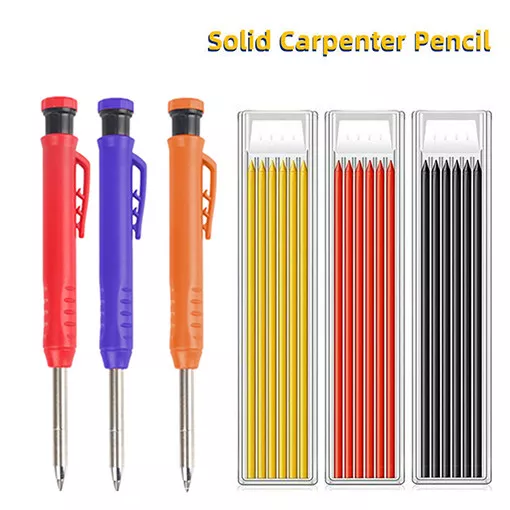 Solid Carpenter Pencil for Construction Built-in Sharpener Drawing☆