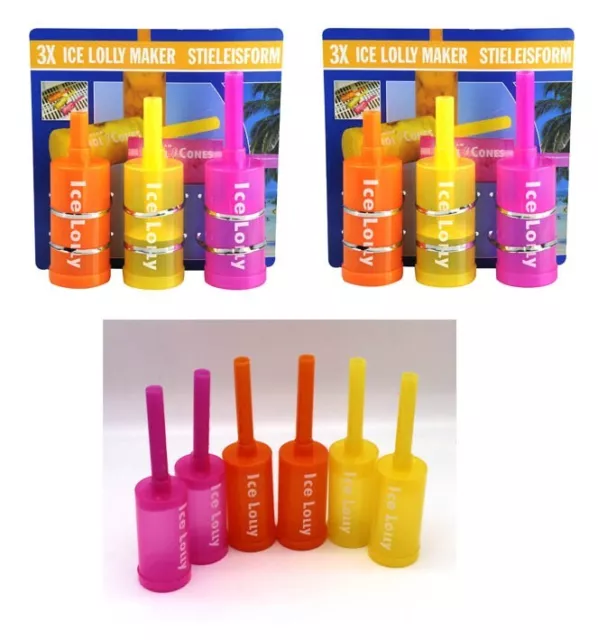 6 Ice Lolly Makers Popsicle Ice Cream Push Up Holder Cones Frozen Yogurt Mould