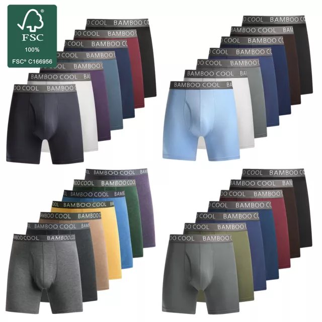 BAMBOO COOL  7 Pack Men’s Boxer Briefs Trunks 7 Day Bamboo Underwear Undies Week