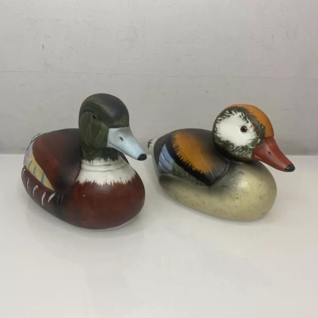 Enesco Mallard Ducks Figurines Vintage 1984 Mini Decoy Waterfowl Set of Two