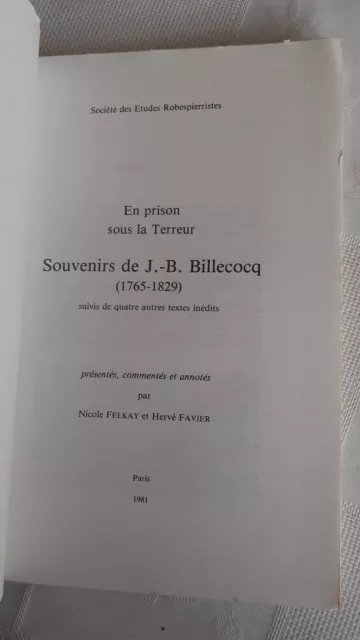 Felkay & Favier - En prison sous la Terreur. Souvenirs de J.-B. Billecocq - 1981 3