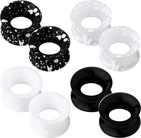 2Pcs Ultra Thin Silicone Ear Flesh Tunnel Saddle Plug Piercing Eyelet 2g-1"