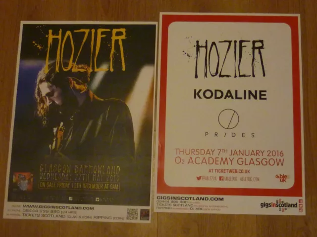 Hozier -- Collection of 2 Scottish tour  Glasgow music show concert gig posters!