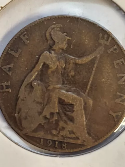 1918 Great Britain 1/2 Penny Coin