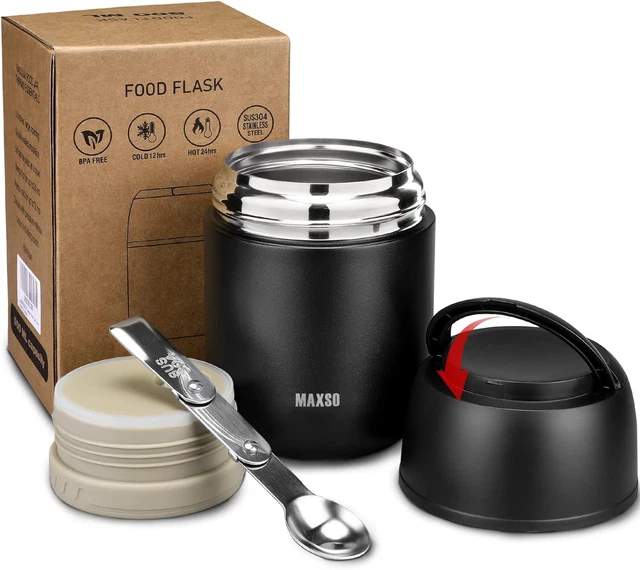 Contenitore Termico Per Alimenti Itslife 500ml - Acciaio Inox Con Cucchiaio, Nero - Foto 9