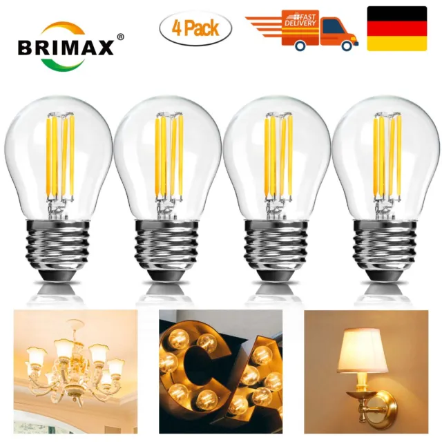 4er E27 LED Glühbirne 40W 60W G45 Warmweiß Dimmbar Filament Birne leuchtmittel