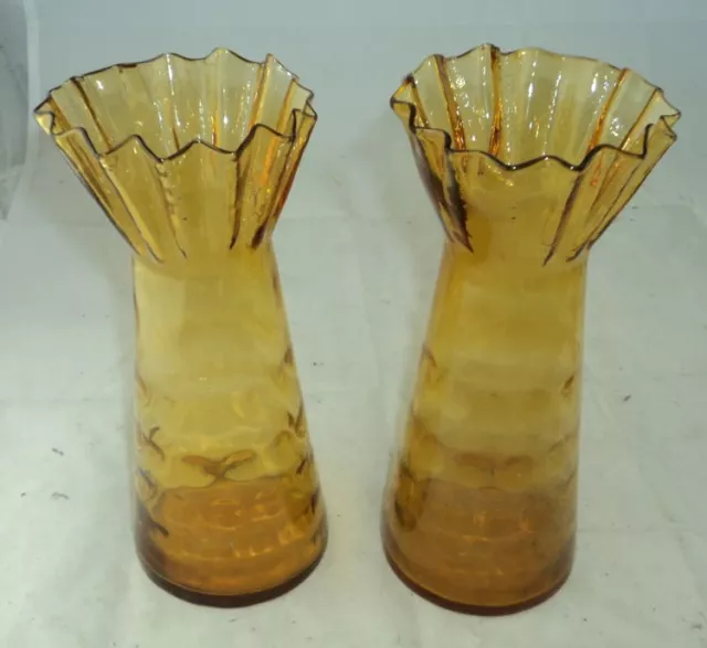 Paar antike Glas Vasen Hyazinthenvasen mit Serviettenrand Jugendstil