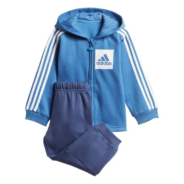 Adidas Infant Boys Sports Tracksuit Kids Children 3-Stripes Hooded Fleece Jogger